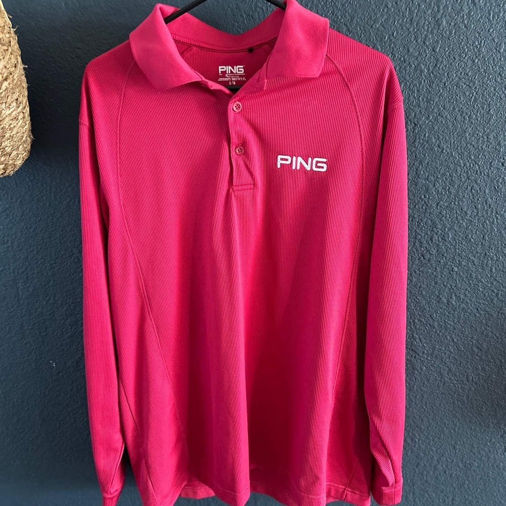 Ping Men’s Long Sleeve Polo in Fuchsia